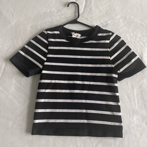 Classic Black and White Striped Cropped Tee